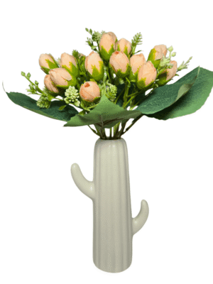 Elegant peach rose artificial flowers bunch 70% OFF – vase not included