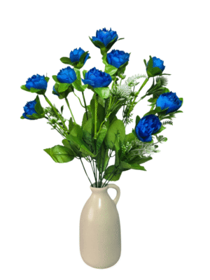 Bold blue artificial flowers bouquet at 70% OFF