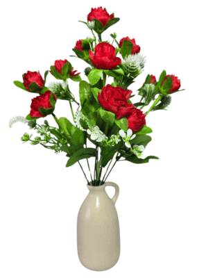 Red artificial flowers bouquet 70% OFF at Fela.in