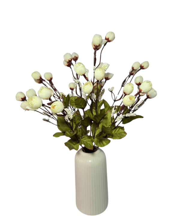 Cream artificial flowers rosebuds bouquet at 70% OFF