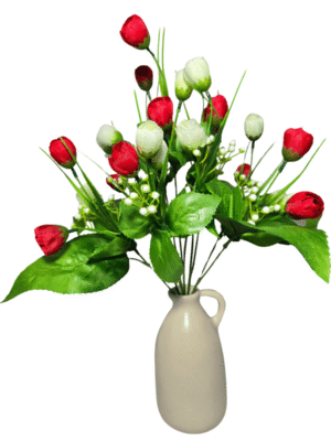 Pink white artificial flowers rose bunch 70% OFF decor