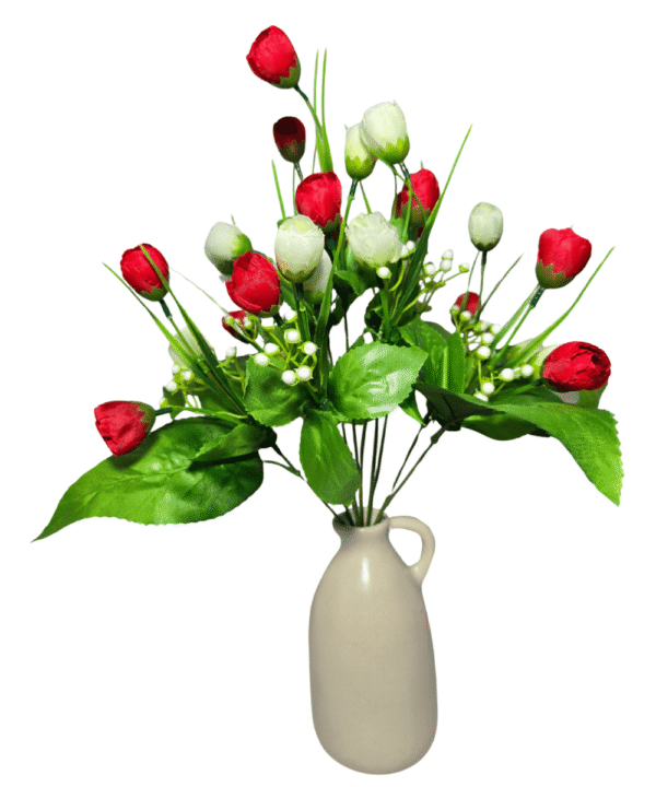 Pink white artificial flowers rose bunch 70% OFF decor